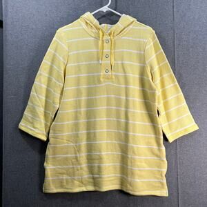 Sport Savvy Textured French Terry 3/4 Sleeve Hooded Tunic Sunshine, Medium